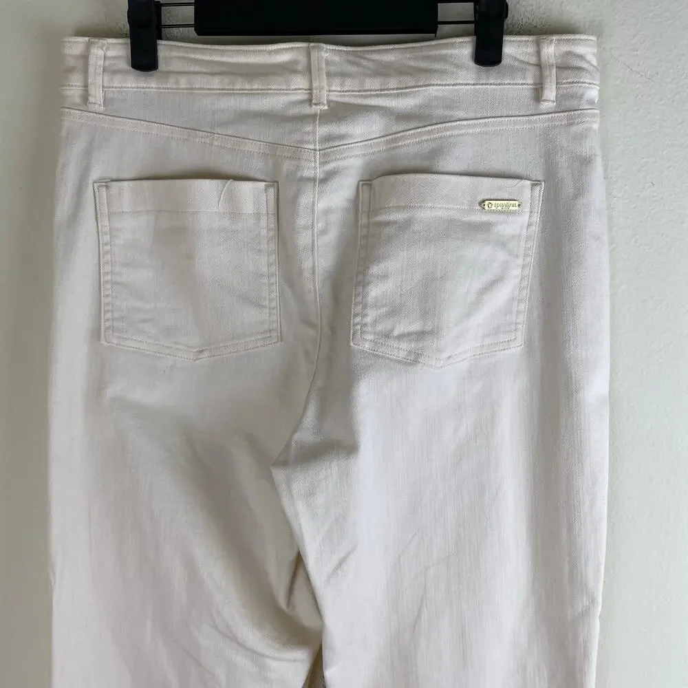 Spartina 449 Leighton Trouser Jeans Ivory 10 Long 32” Inseam - Picture 12 of 16
